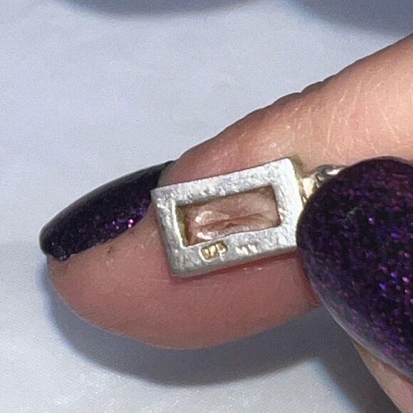 Sterling Silver Small Champagne CZ Rectangular Charm - Picture 3 of 5